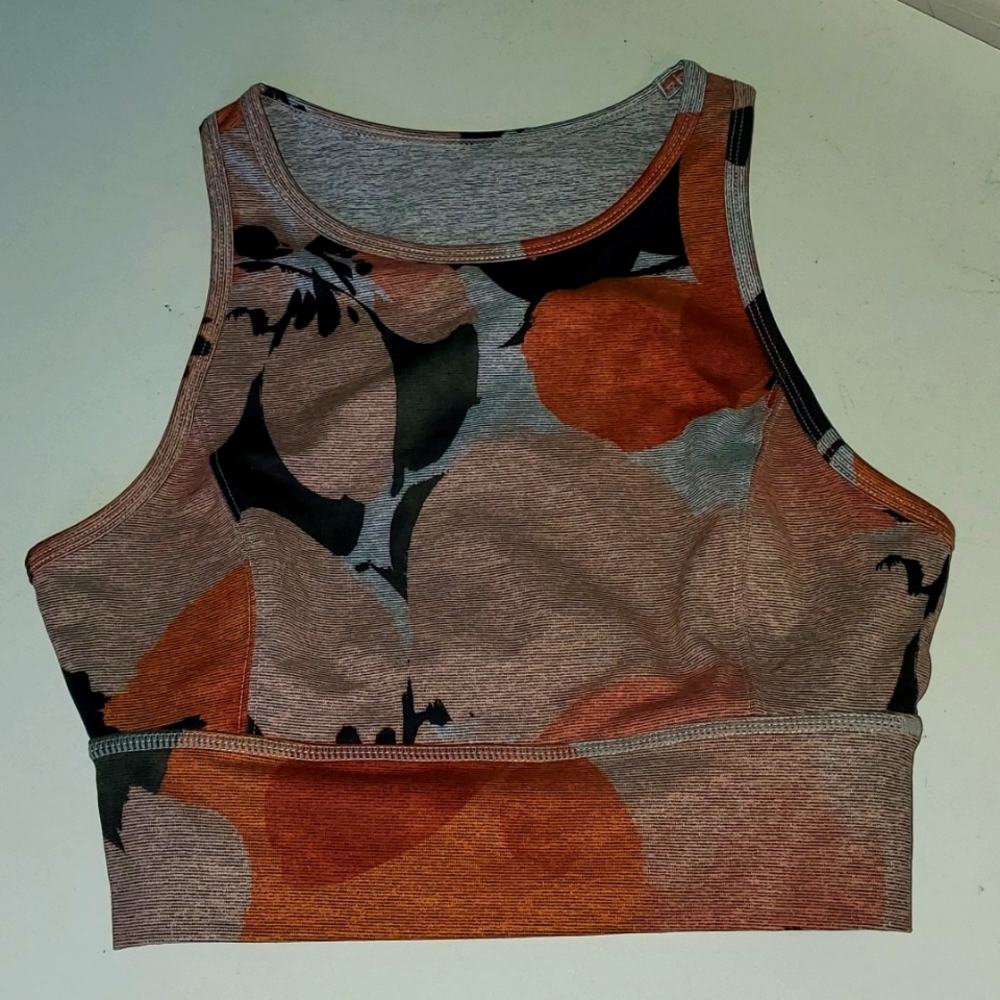 JoyLab women's S orange and grey floral crop top